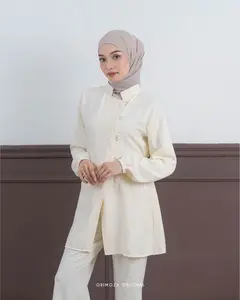 Orimoza Jema pearl tunik wanita linen impor