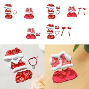 Plush Doll Clothes for 17cm Doll Tang Suit Fashion Cosplay Comfortable Plush Doll Accessories Dress up Chinese New Year Costume