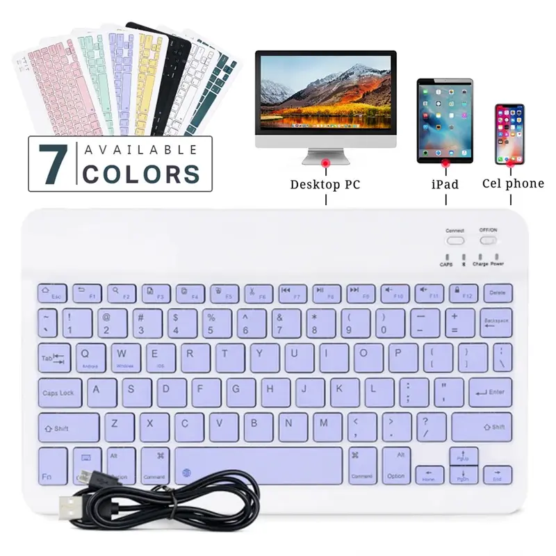 【GOOJODOQ】10 inch Wireless Bluetooth Keyboard  Lightweight Portable For iPad Samsung Xiaomi iPhone Colorful