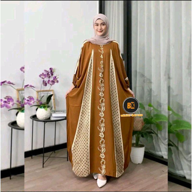 Terbaru Kaftan Rayon Jumbo Premium Gamis Kaftan Lebaran Mewah Baju Muslim Wanita Kaftan Elegan Adem Dan Nyaman 4