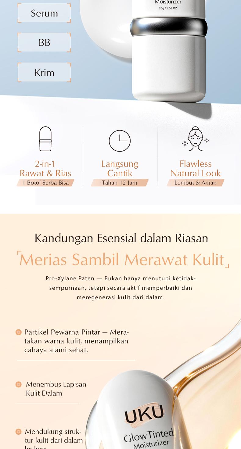 UKU 6-in-1 Retinol Cream 【BPOM Certified】 - Niacinamide + Pro-Xylane + Ceramide NP, brightens skin tone, conceals imperfections, multi-effect makeup primer.