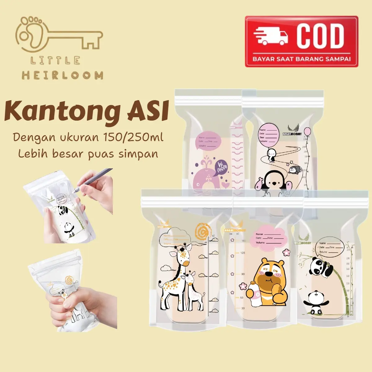 Angela Mommy Tas ASI Plastik 150/250ml Kantong Breast Milk Plastik Asi Double Lock Asi  kantung asi Tas ASI Sekali Pakai Breastmilk Storage Bag CND Bayi plastik  asi  bpa  free