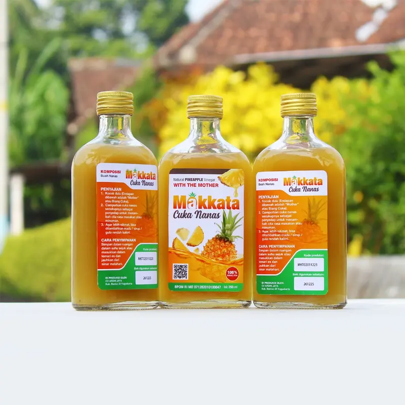 MAKKATA Cuka Nanas Makkata Organic Pineapple Cider Vinegar With The Mother Bebas Gula Kemasan Botol 250 ml Masakan 3