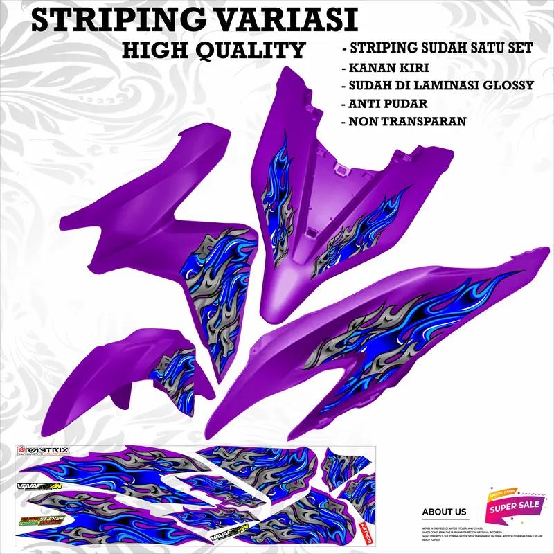 VARIASI 1 STRIPING VARIO GEN 1 STICKER MOTOR MOTIP API BIRU Motorcycle 8