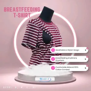 Baby-Al Baju Menyusui Premium Buka Samping Kaos Combed 30s Adem Nyaman Size M L XL Busui Friendly Motif Salur dan Polos