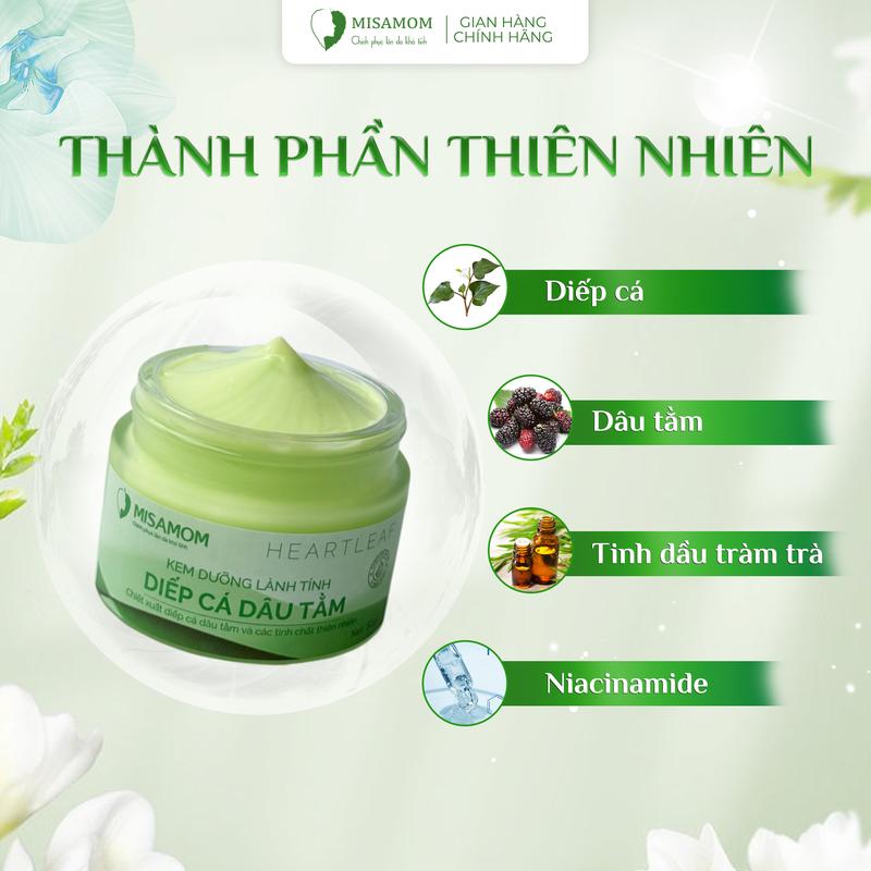 (Combo 2) Kem Diếp Cá Dâu Tằm Misamom - Hỗ Trợ Giảm Mụn, Hỗ Trợ Cấp Ẩm, Hỗ Trợ Mờ Thâm Sạm và Làm Đều Màu Da Skincare