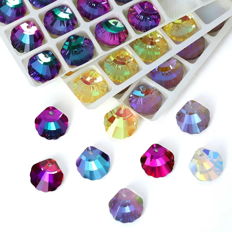 Charm Pha Lê Vỏ Sò, Hạt Trang Sức Rời 14Mm, Mặt Dây Chuyền Đá Quý Kim Cương Giả Thủy Tinh, Để Làm Trang Sức, Đồ Dùng Vòng Cổ Tự Làm, 12 Chiếc 0