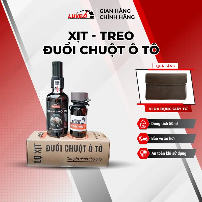Tinh dầu đuổi chuột Luvexi dùng trong khoang xe ô tô, Lọ xịt chống chuột bảo vệ thiết bị xe hơi