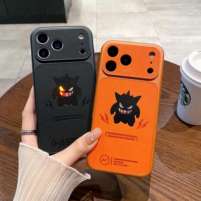 Ốp Gengar Laser, Dành Cho Apple iPhone 17 Pro Max, Ốp Chống Sốc Da Lộn Cứng Hoạt Hình, Tương Thích Với iPhone 15 Pro Max, 12 15, 16, 7, 8 Plus, 13, 15, 17, Air 14, i16, 14 Promax, Ốp Dễ Thương