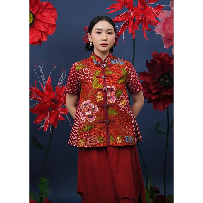 Gambar NONA RARA - Lauva Encim CNY T5250, Baju kerja batik blouse wanita modern - S dari Nona Rara Batik Kota Administrasi Jakarta Timur Tokopedia