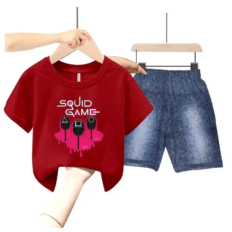 SETELAN ANAK SQUID GAME COWOK SABLON DIGITAL CELANA SEMI JEANS // NEW 4