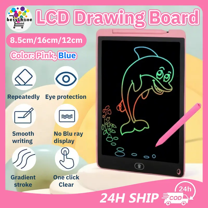 LED Drawing Tablet Children Drawing Erase 16 Inch Berwarna With Stylus Pen LCD Writing Tablet For Children's Learning