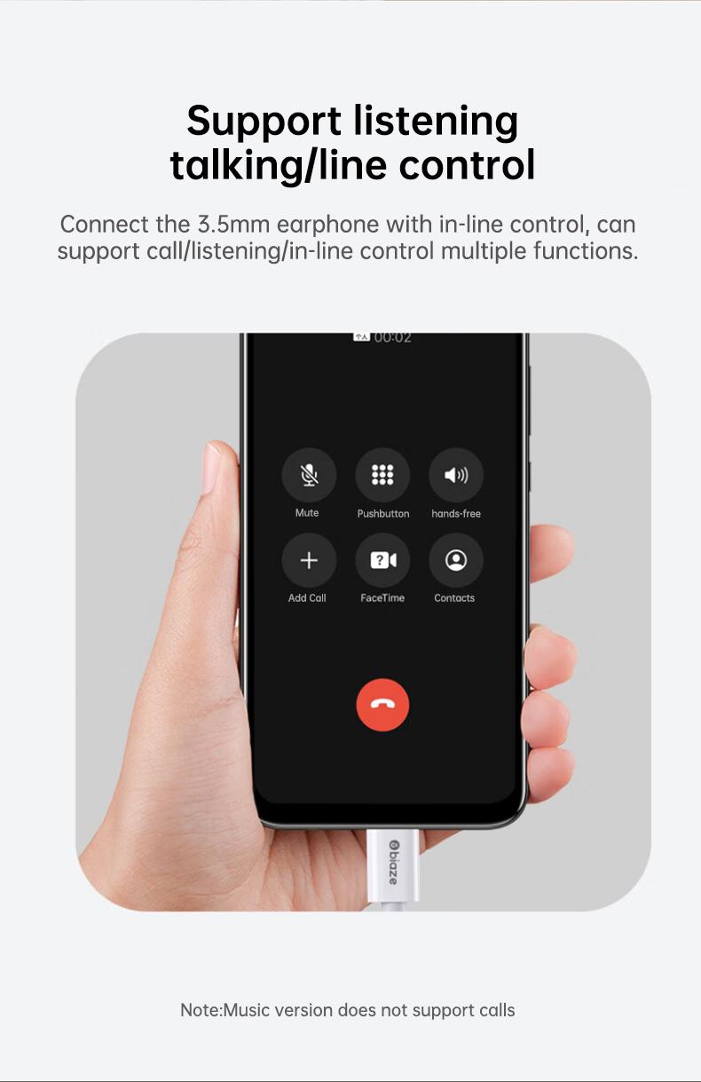 Product Introduction of 【COD】Biaze Apple headphone adapter Lightning to 3.5mm headphone converter suitable for iPhone 141312 ProXs audio conversion head interface 5