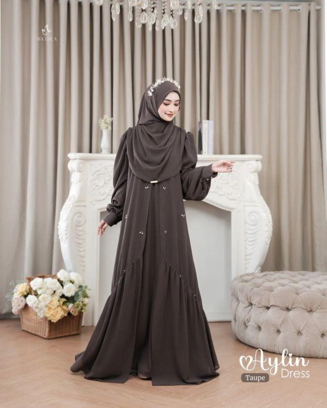 Aylin Abaya Turkey Gaun Muslimah Elegan Baju Lebaran Hari Raya 2026 Variasi Payet Simple