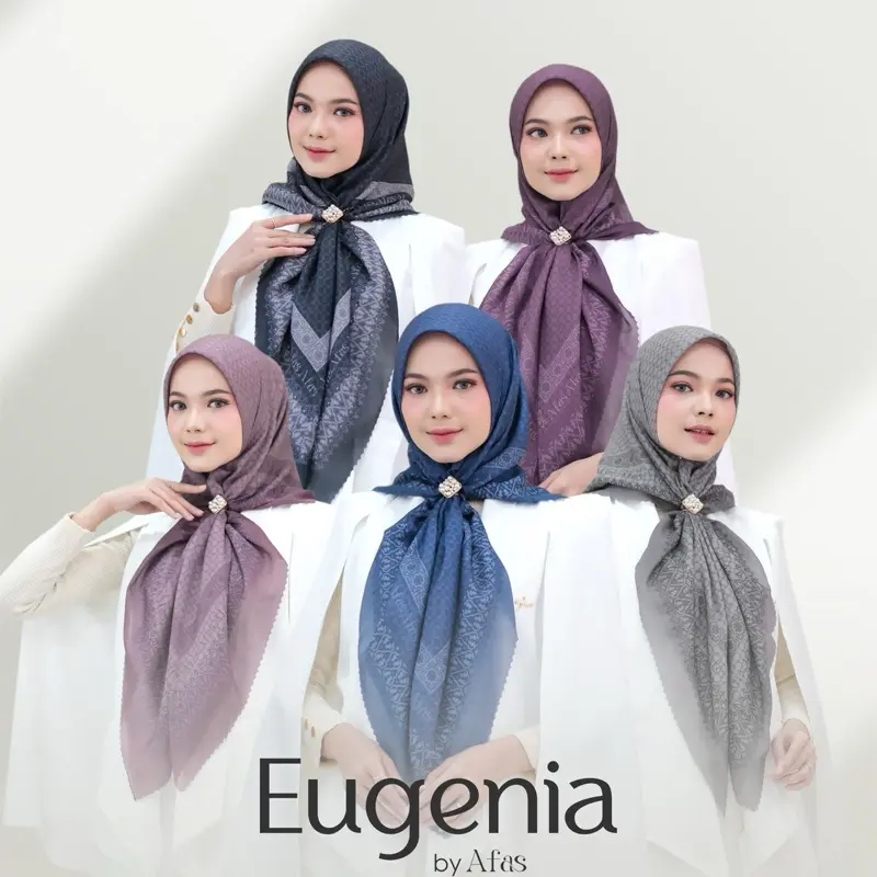 Koleksi Scarf Voal Trysan Eugenia dari Afas.id - Empat, Kerudung, Square, Wanita, Syari, Jilbab, Segi, Muslim 1