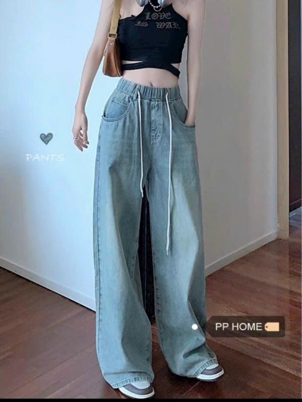 3 SIZE 45-60KG TÙY CHIỀU CAO] QUẦN JEAN CC0123 ỐNG SUÔNG CÓ DÂY RÚT THẬT QUẦN DÀI 98CM ỐN RỘNG 28CM HOT TREND NỮ 5