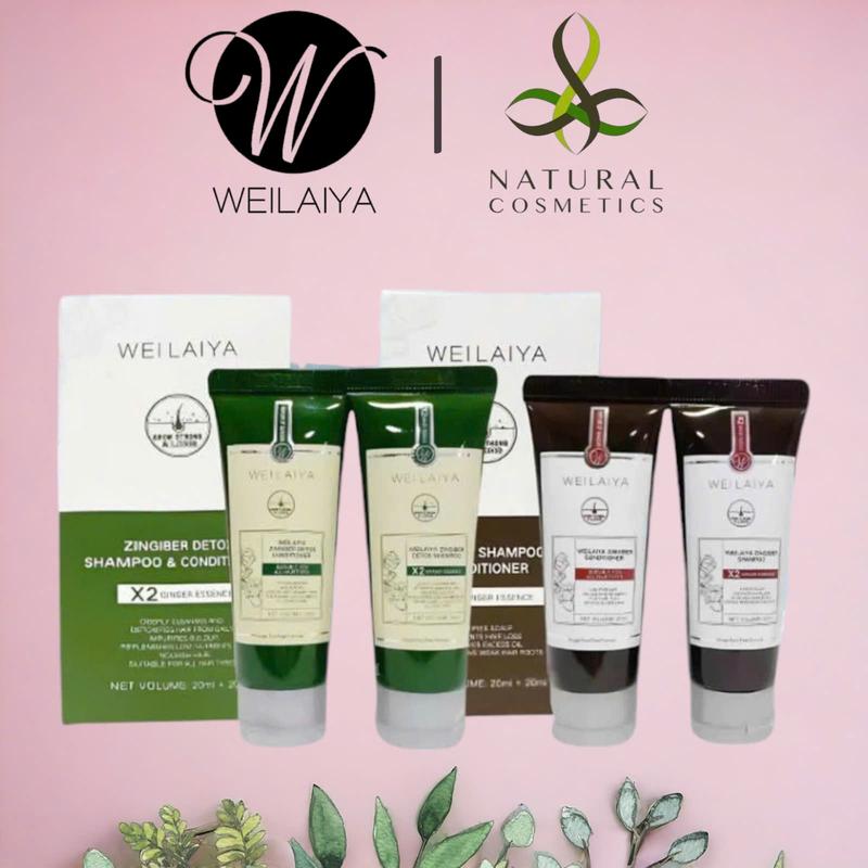 Mini Cặp dầu gội và xả tóc thảo dược Weilaiya gừng lux 20ml - Hương thơm đặc trưng Hyaluronic Acid Vitamin E Ngăn ngừa lão hóa - Ixaduong Nữ