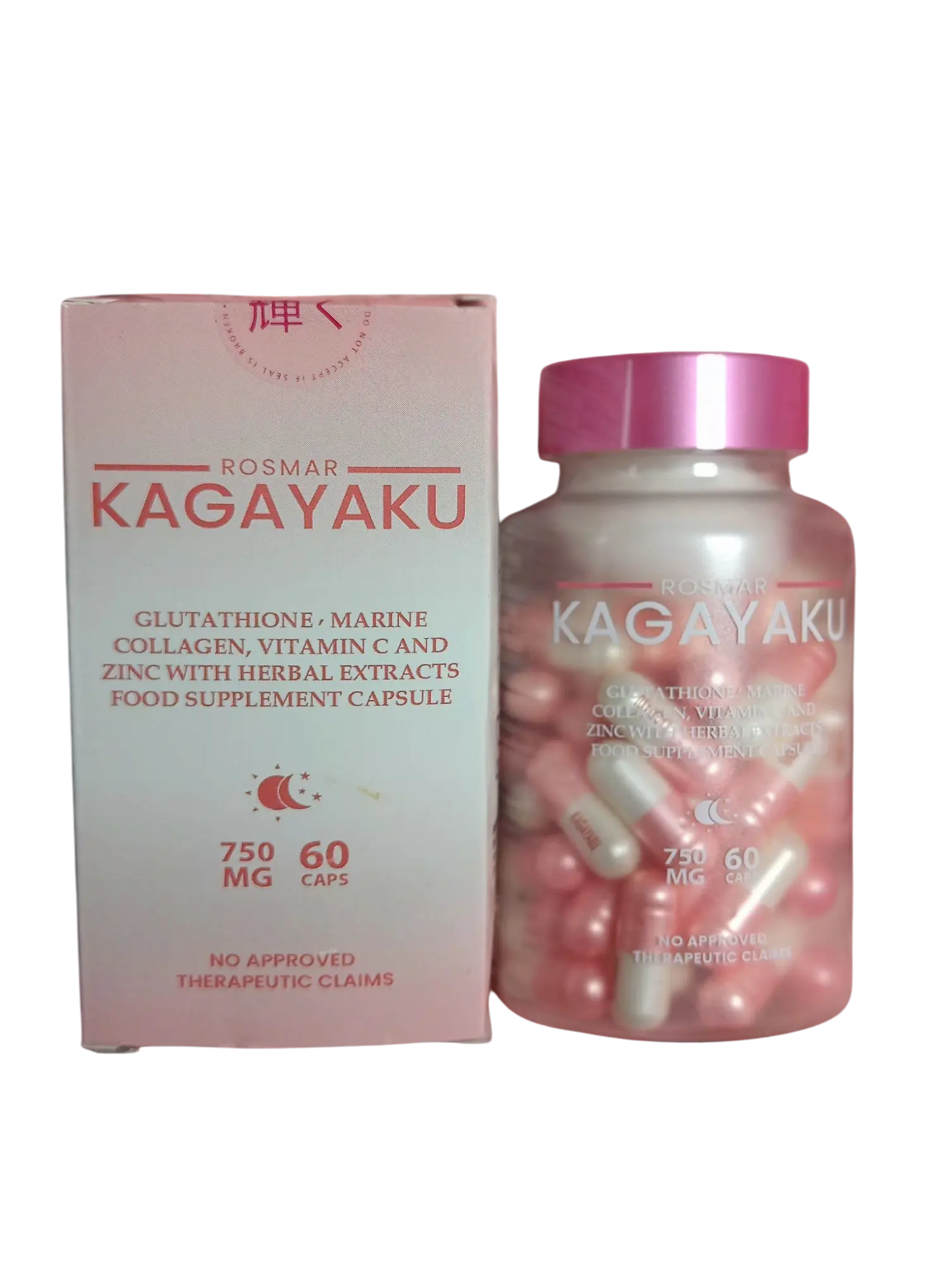 Rosmar Skin Essentials Kagayaku Capsules Glutathione Collagen with Zinc Supplement for Skin Health Fitness, Colagen