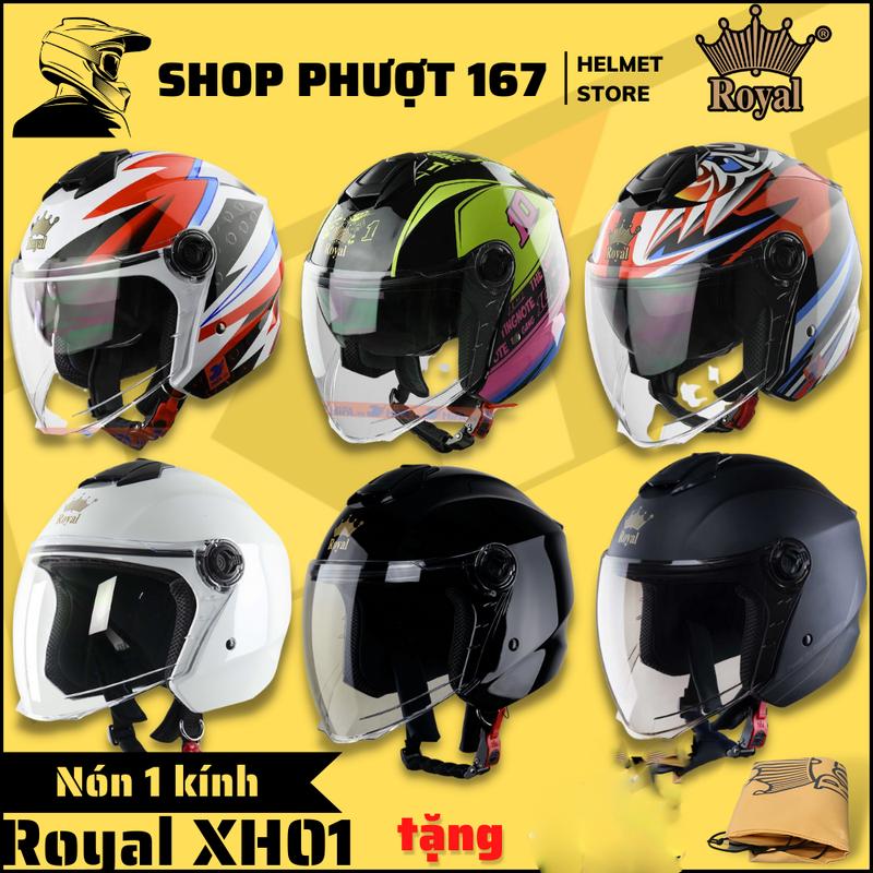  NÓN BẢO HIỂM 3 4 ROYAL XH01 1 KÍNH ĐỦ CÁC TEM TẶNG LOGO  VÀ TÚI ĐỰNG NÓN Helmet 