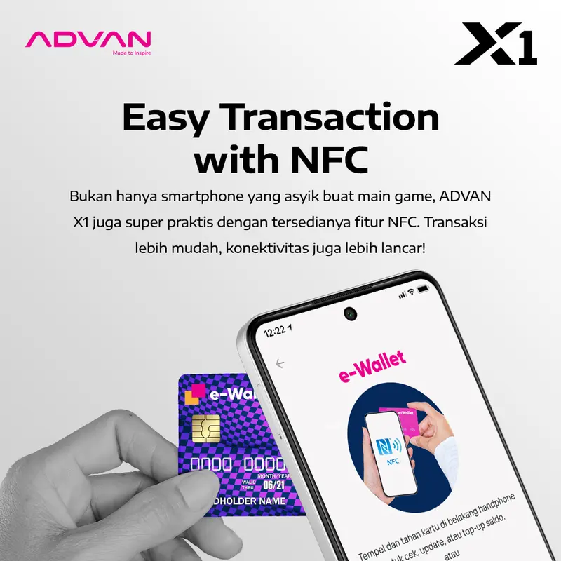 [Exclusive Baim Wong] ADVAN X1 Mediatek Helio G100 8GB+8GB/128GB High Refresh Rate 120Hz IPS FHD+ Sony 64MP Big Battery 5000mAh AI Camera UFS 2.2 NFC Fingerprint Android 14 Gaming Smartphone Handphone Fast Charging 7