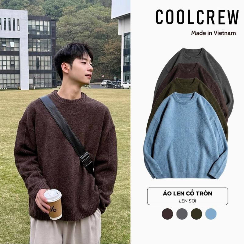 COOLCREW Áo Len Sợi Dệt Cổ Tròn Dày Dặn Ấm Áp Mùa Đông Unisex Menswear ALD02 Chất Liệu Len Cao Cấp Form Suông Thoải Mái ALD060