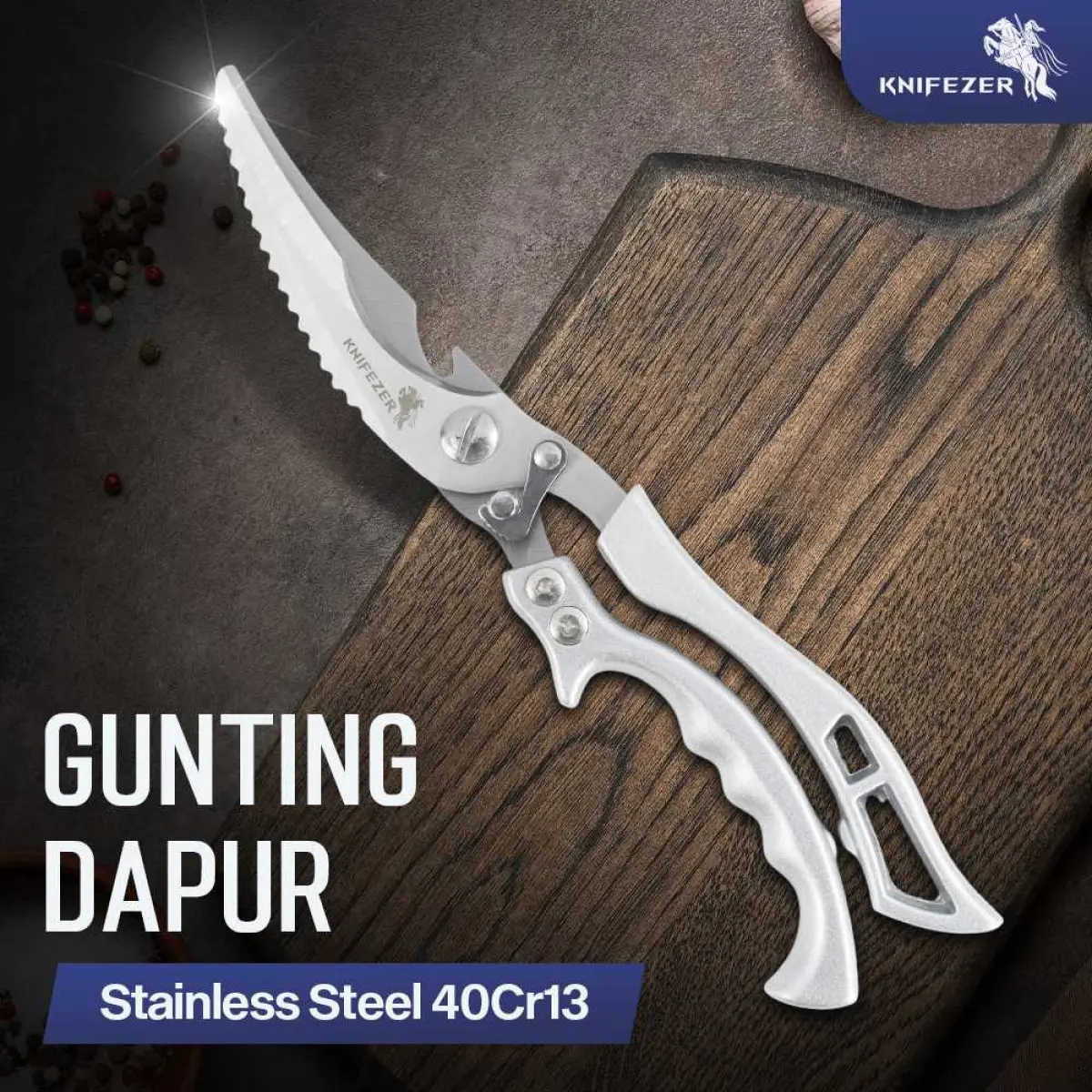 Gunting Dapur Chicken Duck Fish Bone Scissors - XC068 Silver