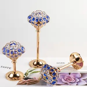 OPTIVIA 3 Height Kristal Candelabra Ornamen Dekorasi Kreatif Emas Dekorasi Rumah Cahaya Lilin Makan Malam Alat Peraga Pernikahan-Elegant Crystal Candle Holder