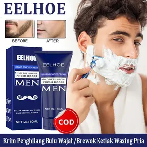 【Efek Tahan Lama】Krim Penghilang Bulu Cepat - Perawatan Brewok & Area Wajah Pria 60g | Hasil Halus & Aman