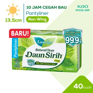 Laurier Natural Clean Pantyliner Daun Sirih Non Wing + Sage Isi 40 Buah Perawatan Kewanitaan Pantyliner Pembalut Pads  13.5 cm / isi 40 buah Anti bau dan bakteri