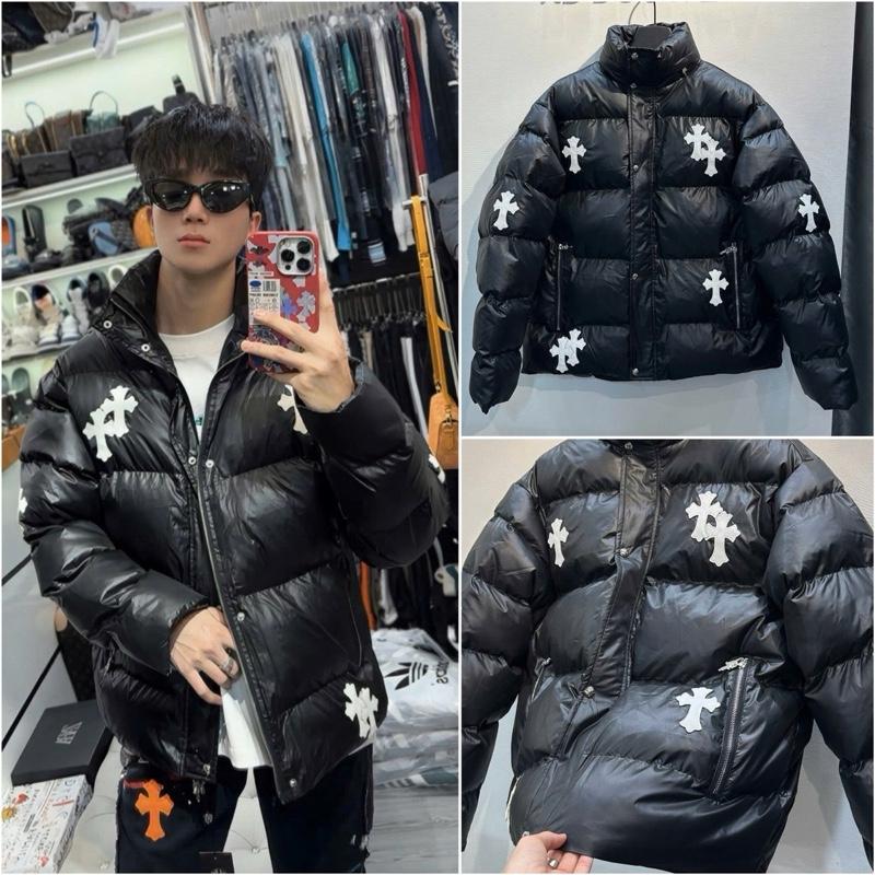  Áo khoác Phao Đen Thêu Chữ Thập Trần Bông 3 Lớp Boy Phố Mặc Hót Trens 