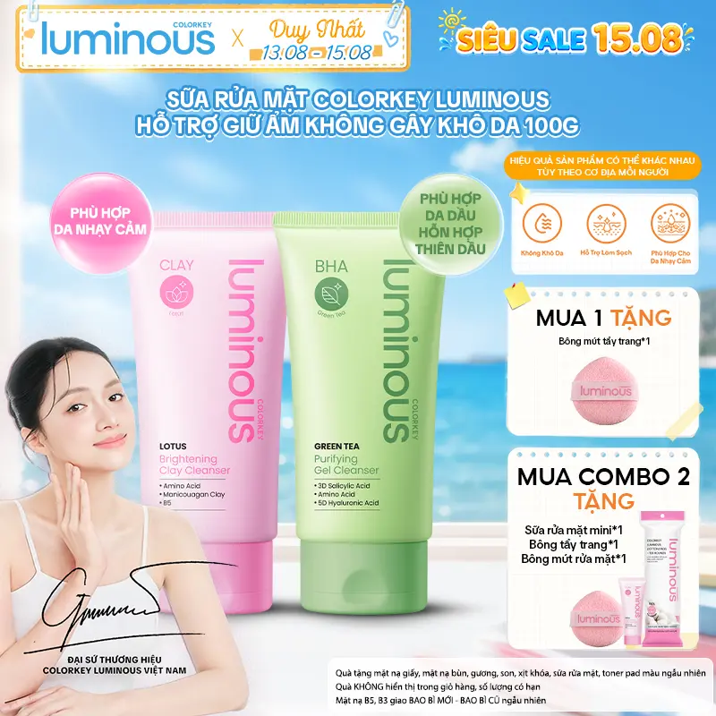 Sữa Rửa Mặt Colorkey Luminous Phiên Bản Mới Giúp Làm Sạch, Hỗ Trợ Giữ Ẩm Hạn Chế Khô Da 100g