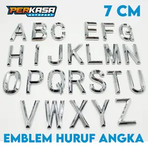Angka & Huruf Timbul Chrome/ Hitam Glossy/ Putih Segilima Lancip 7cm Harga Satuan