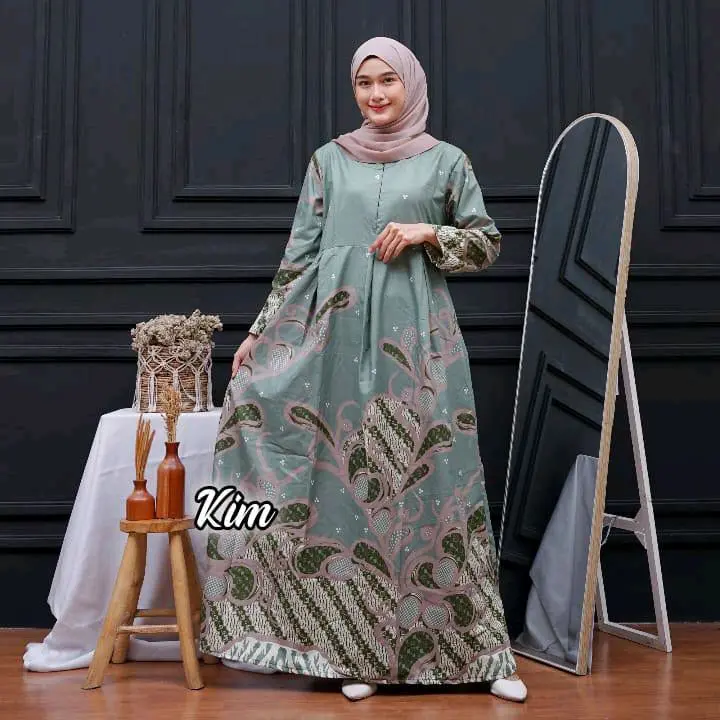 Gamis Batik Wanita Dewasa Busui Friendly Allsize Katun Polymicro Motif Terbaru Dress Muslim Panjang Maxi Syari Kondangan 4