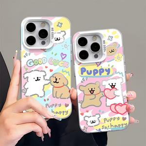 ลูกสุนัขคู่สำหรับ iPhone16promaxกรณีโทรศัพท์มือถือ iPhone15ความคิดสร้างสรรค์14 ใหม่ 13 พรีเมี่ยมสีเงิน 12/11 ป้องกันการตก XSMax ชายและหญิง 8Plus ความเรียบง่าย xs / xr กรณีป้องกัน