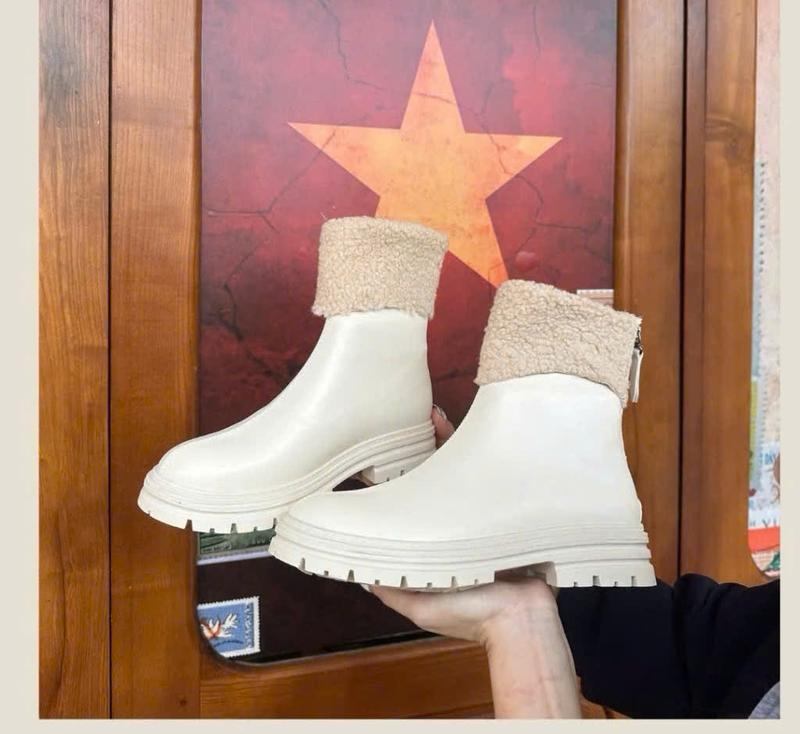  Bốt Nữ Da Mềm Phối Lông Cừu Mã 2 màu Đen Kem HOTTREND 2025 mã 616 CỔ LÔNG 