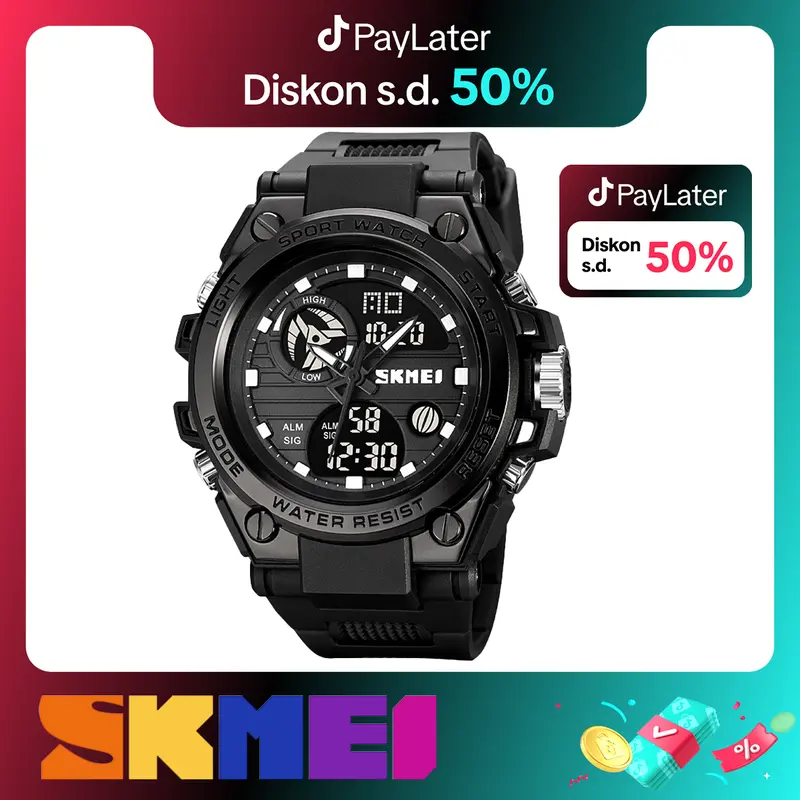 Jam Tangan Pria Analog-Digital Tahan air SKMEI 2031 Hitam Silver