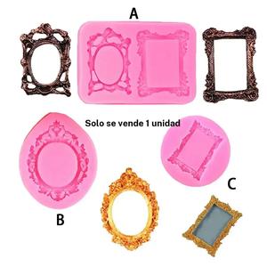 Molde de silicona con forma de marco vintage (1 unidad), molde para fondant de repostería, molde para decoración de pasteles, molde para hornear chocolate, dulces, fondant, pastelería, galletas hazlo tú mismo