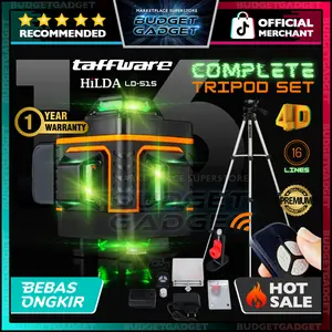 Taffware HILDA Laser Level Mesin Self Leveling 4D 3D 16 Line with Remote Waterpas Laser Alat Bantu Pengukur Kemiringan Pasang Lantai Dinding Keramik Garansi Resmi 1 Tahun - LD-515
