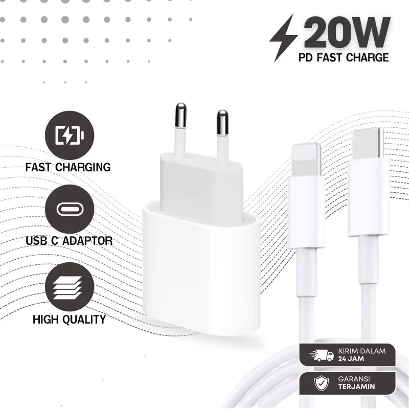 [Garansi 3 Tahun] Kabel Lightning type-c charging set Daya iPH Pengisian Cepat 20w 35W Set Adaptor Aksesori Kabel Kabel Adaptor Ponsel Cable Panjang Charger 1