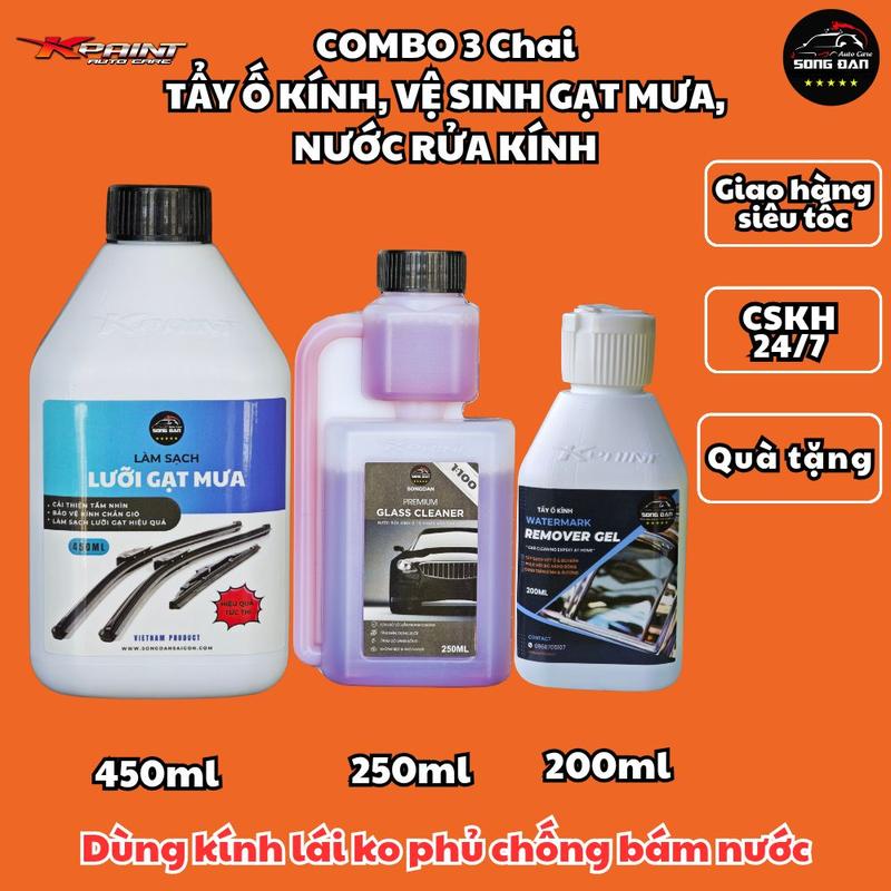  Combo 3 chai TẨY Ố KÍNH LÁI VỆ SINH LƯỠI GẠT MƯA NƯỚC RỬA KÍNH ĐẶT BIỆT SONG ĐAN tẩy sạch kính lái vệ sinh hết màng dầu kính lái nước rửa kính khử màng dầu đem lại trải nghiệm gạt sạch thoải mái lái xe 