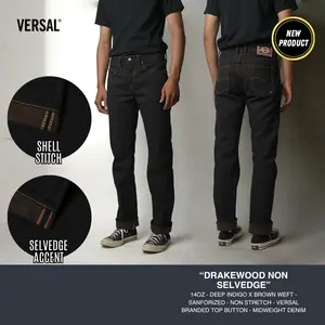 Versal The Finest- DRAKEWOOD Non Selvedge 14oz Deep Indigo x Brown Weft Denim (Ready Stock)