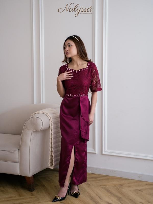 SAFFIYA - Sophia Dress (PREMIUM) / M,L,XL / Dress Pesta Wanita / Dress Natal / dress brukat terbaru / dress mewah 5