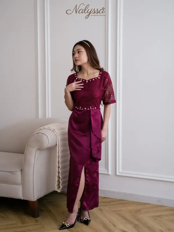SAFFIYA - Sophia Dress (PREMIUM) / M,L,XL / Dress Pesta Wanita / Dress Natal / dress brukat terbaru / dress mewah 4