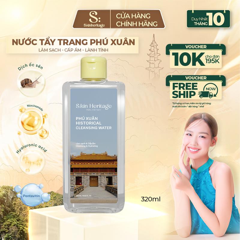Nước Tẩy Trang Phú Xuân Sử Dụng Công Nghệ Micellar Cấp Ẩm Và Làm Sạch Sâu Dịu Nhẹ Cho Mọi Loại Da SKIN HERITAGE 320ml