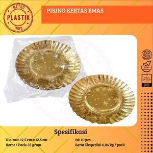 10 Pcs Piring Kertas Mas Ulang Tahun / Piring Kertas / Piring Kue / Tatakan Kue / Piring Kertas Kue Ulang Tahun Kuning Emas