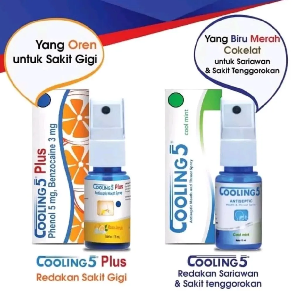 Cooling 5 Spray Cooling 5 Plus Antiseptic Tenggorokan Sariawan Obat Sakit Gigi