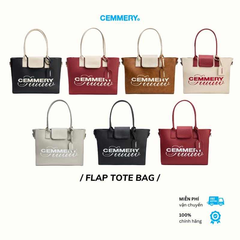 Túi Tote CEMMERY Local Brand Chính Hãng Flap Tote Bag Da PVC Cao Cấp Logo In 7 Màu