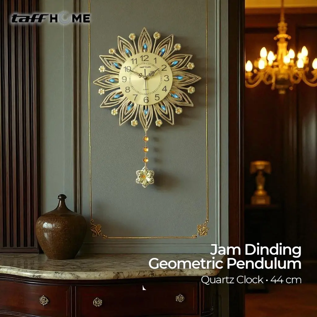 TaffHOME Jam Dinding Bulat Quartz Clock Geometric Pendulum 44cm - H79B