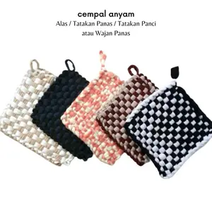 PROMO 1Lusin Cempal Anyam Anti Panas Kain Lap Tatakan pegangan panci wajan sop mangkok Serbaguna Peralatan Dapur