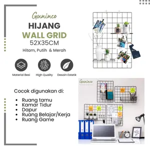 Guninco Hijang PROMO HIJANG 52x35cm Hiasan Dinding Kamar Aesthetic Hiasan Dinding Panjang Dekorasi Dinding Pajangan Paku Putih Penyimpanan Kunci Multifungsi dengan Cat Powder Coating Hitam & Putih
